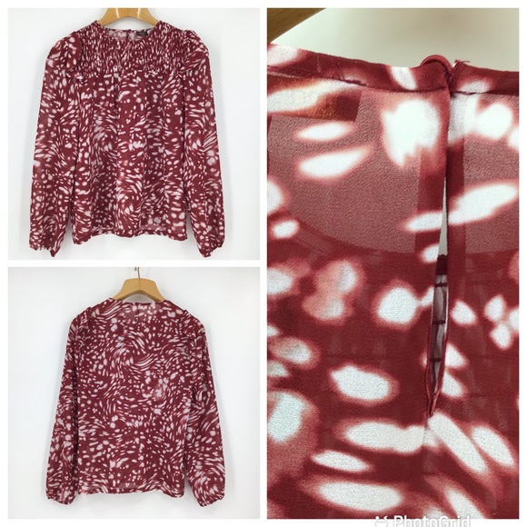 Maje Lipone Ruffled Print Long Sleeve Blouse, M - Picture 13 of 16